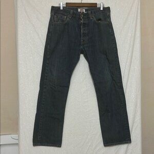 Levi's Dark Wash 501 Straight Leg, Button Fly Jeans. Size 34x30